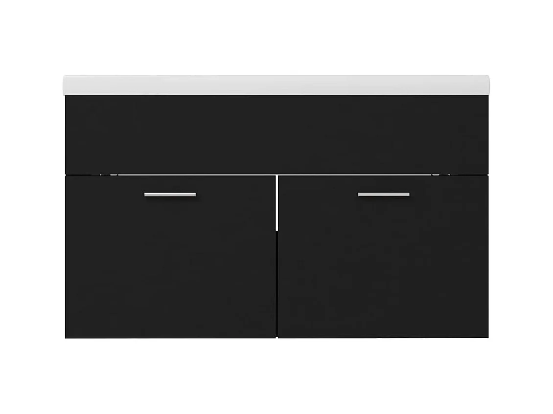 Prolenta Premium -  Wastafelkast met ingebouwde wastafel bewerkt hout zwart