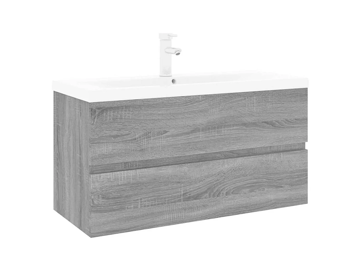 Prolenta Premium -  Meuble lavabo avec bassin intégré Sonoma gris Bois d'ingénierie