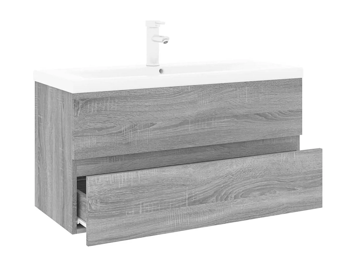 Prolenta Premium -  Meuble lavabo avec bassin intégré Sonoma gris Bois d'ingénierie