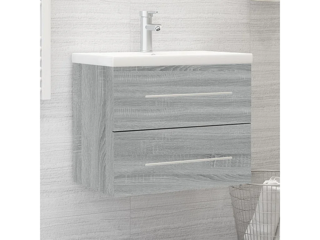 Prolenta Premium -  Meuble lavabo avec bassin intégré Sonoma gris Bois d'ingénierie