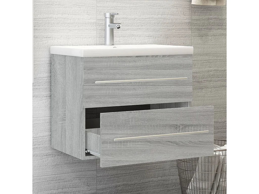 Prolenta Premium -  Meuble lavabo avec bassin intégré Sonoma gris Bois d'ingénierie