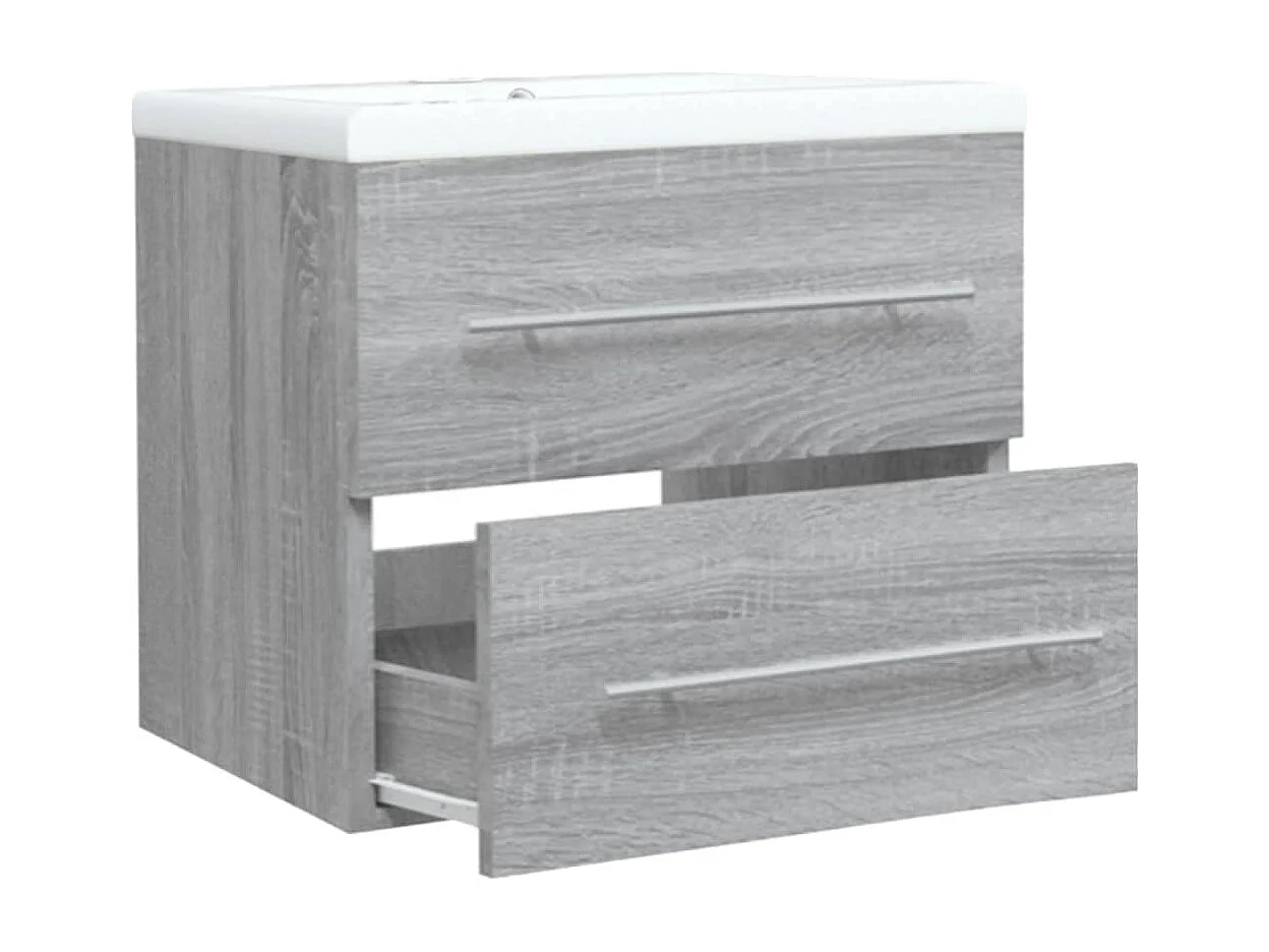 Prolenta Premium -  Meuble lavabo avec bassin intégré Sonoma gris Bois d'ingénierie