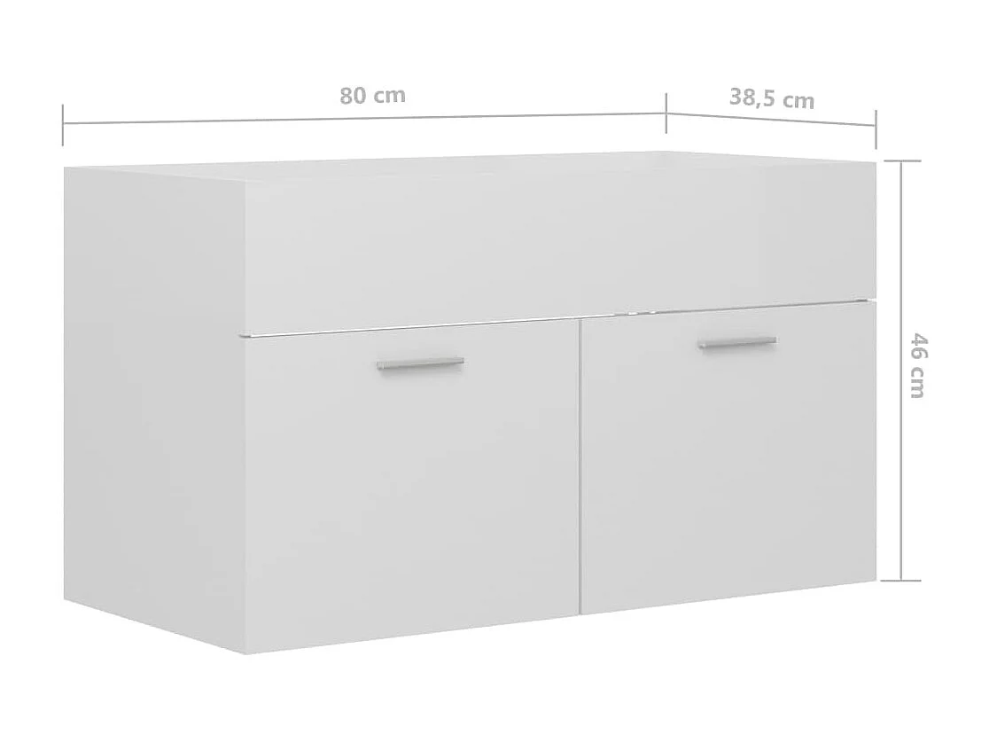 Prolenta Premium -  Mobile Sottolavabo Bianco Lucido 80x38,5x46cm Legno Multistrato