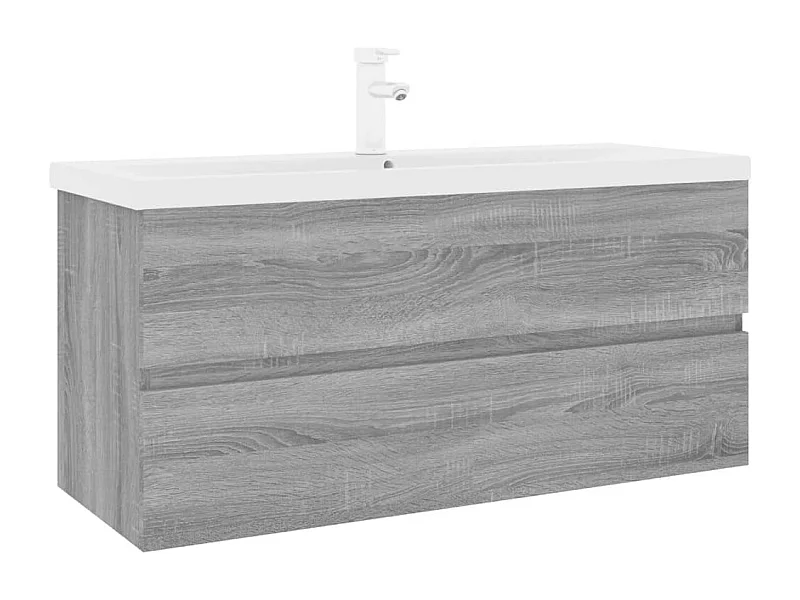 Prolenta Premium -  Meuble lavabo avec bassin intégré Sonoma gris Bois d'ingénierie