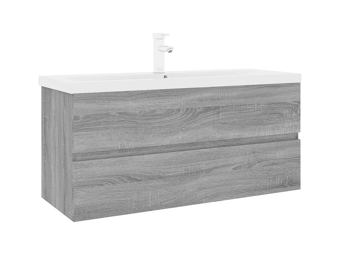Prolenta Premium -  Meuble lavabo avec bassin intégré Sonoma gris Bois d'ingénierie