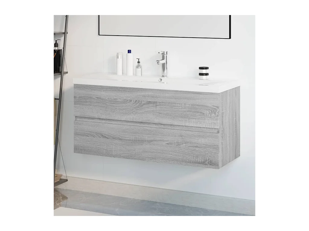 Prolenta Premium -  Meuble lavabo avec bassin intégré Sonoma gris Bois d'ingénierie