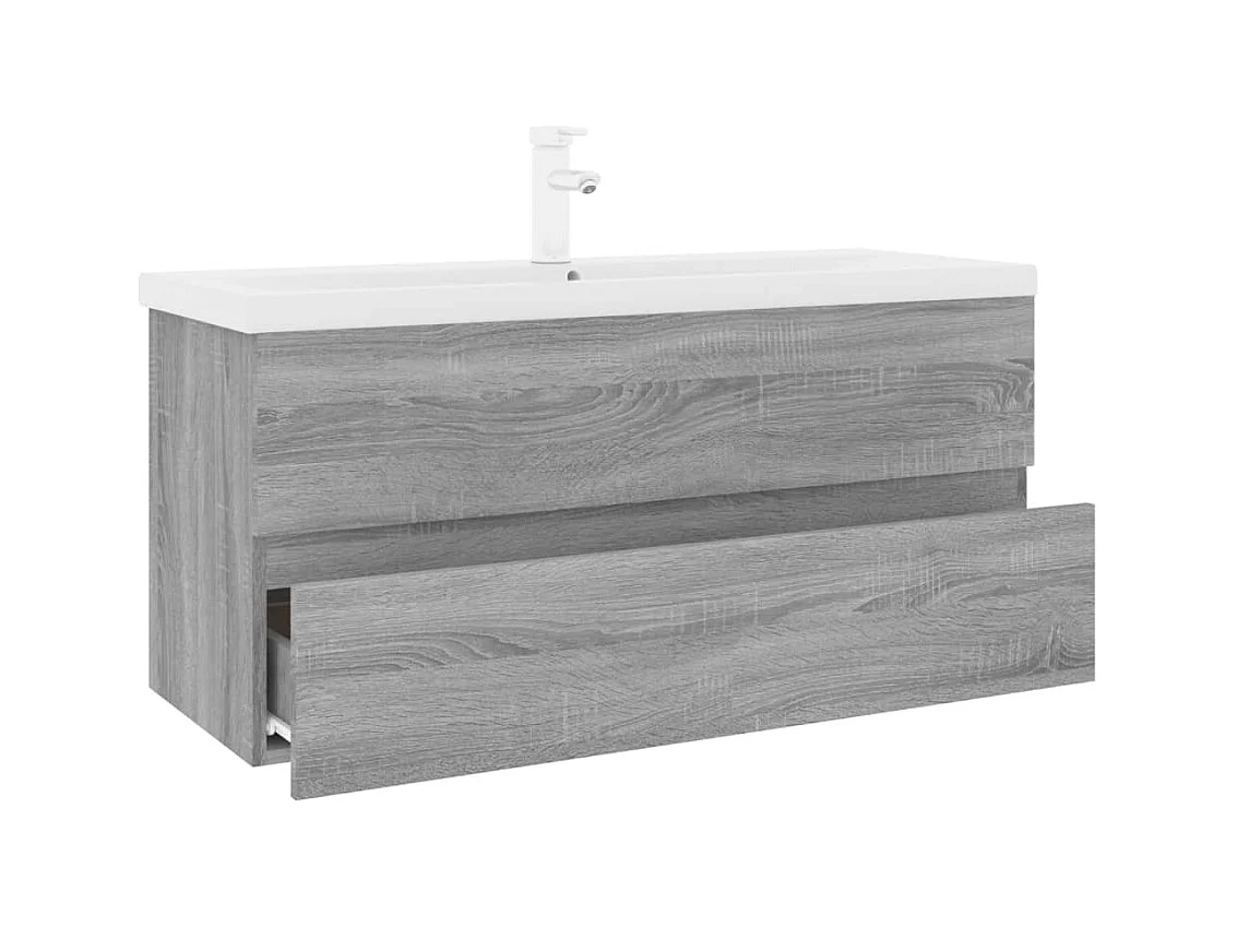 Prolenta Premium -  Meuble lavabo avec bassin intégré Sonoma gris Bois d'ingénierie