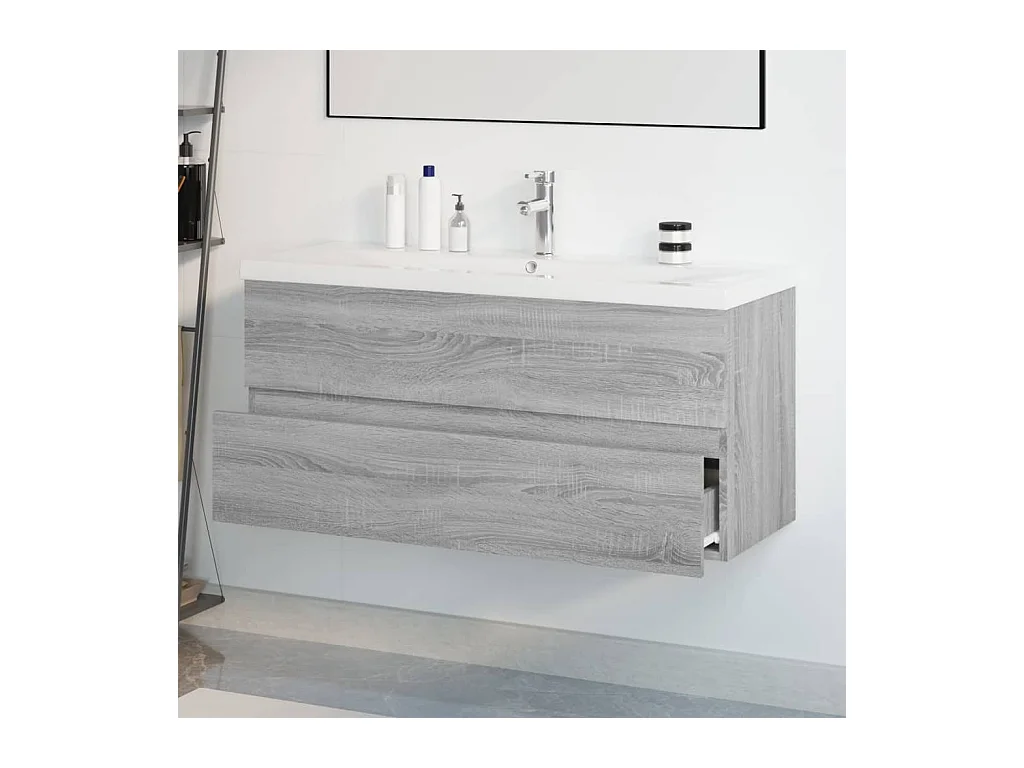 Prolenta Premium -  Meuble lavabo avec bassin intégré Sonoma gris Bois d'ingénierie