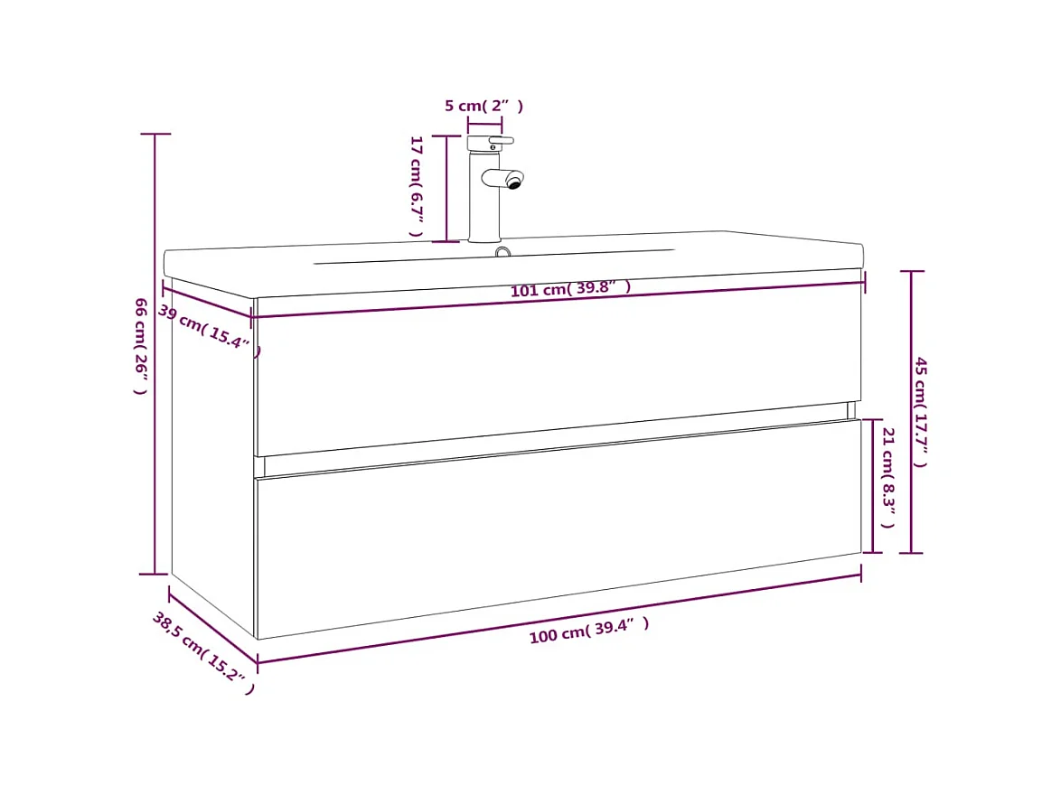 Prolenta Premium -  Meuble lavabo avec bassin intégré Sonoma gris Bois d'ingénierie