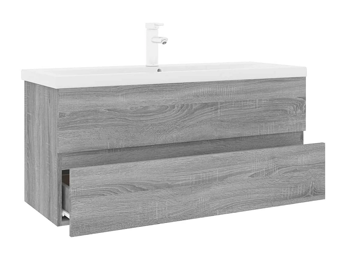 Prolenta Premium -  Waschbeckenschrank mit Einbaubecken Grau Sonoma Holzwerkstoff