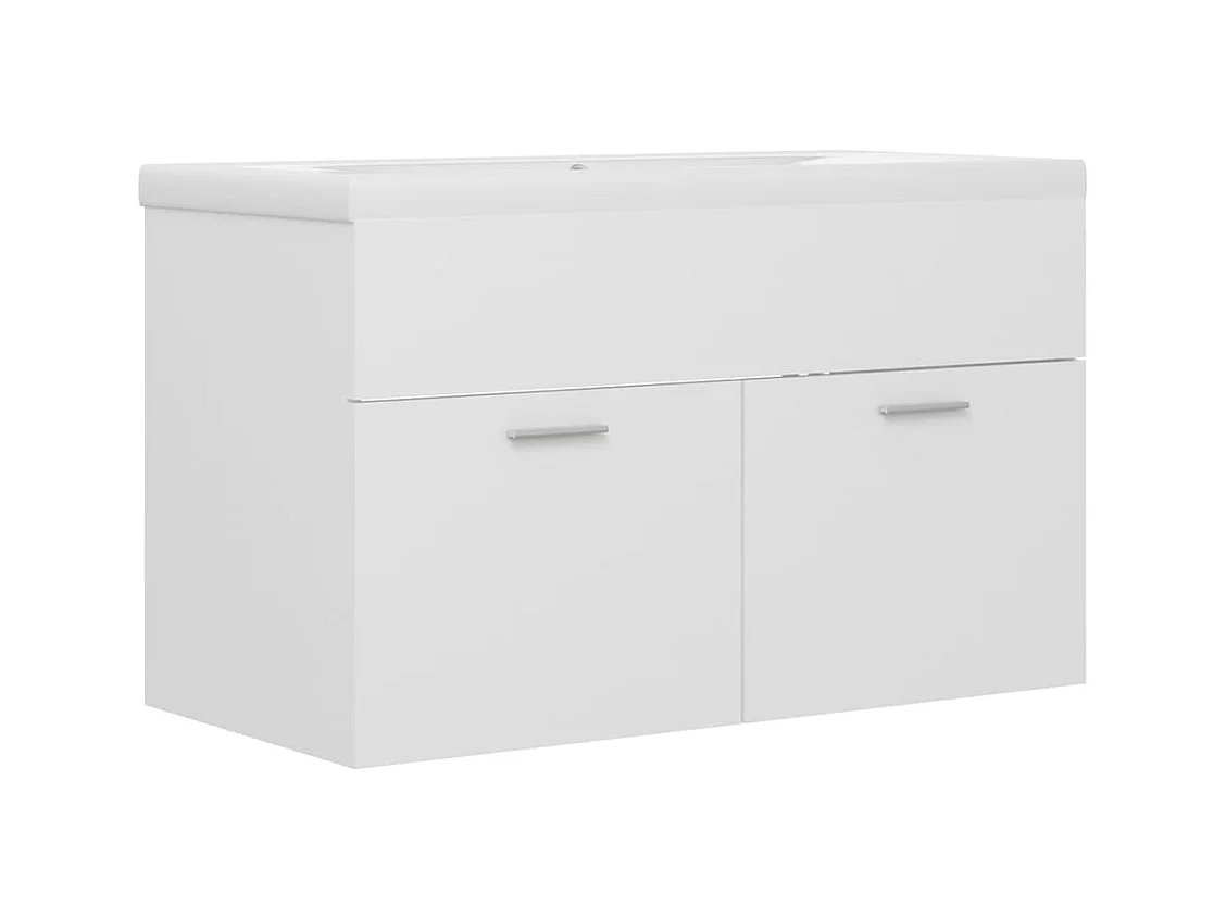 Prolenta Premium -  Armoire d'évier avec lavabo intégré Blanc Aggloméré