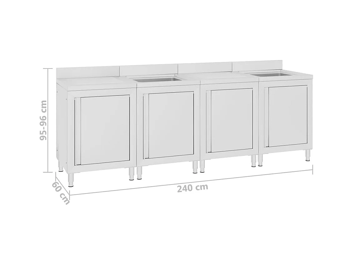 Prolenta Premium -  Évier de cuisine commercial 240x60x96 cm Acier inoxydable