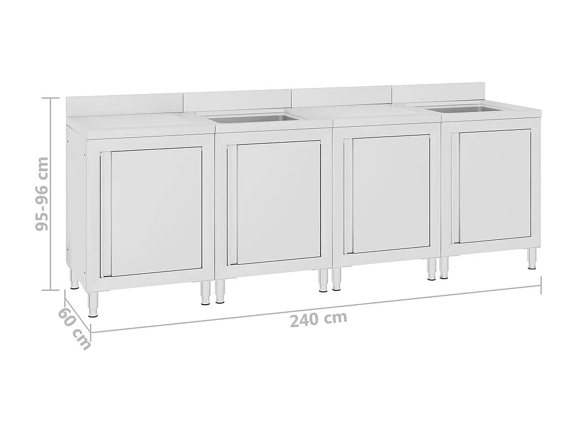 Prolenta Premium -  Évier de cuisine commercial 240x60x96 cm Acier inoxydable