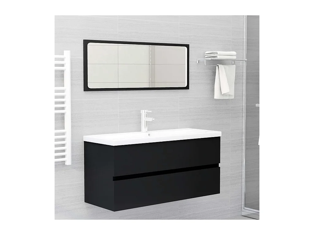 Prolenta Premium -  Mobile Lavabo Nero 100x38,5x45 cm in Legno Multistrato