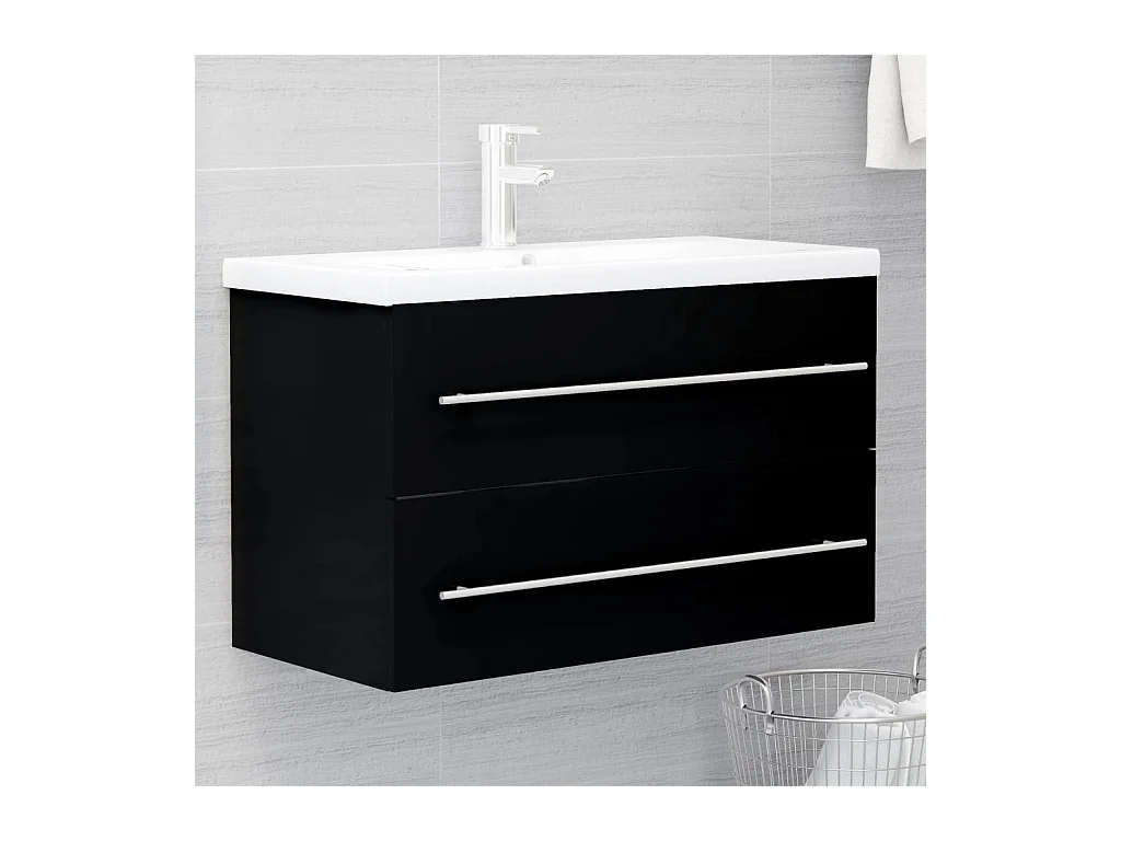 Prolenta Premium -  Mueble con lavabo madera de ingeniería negro