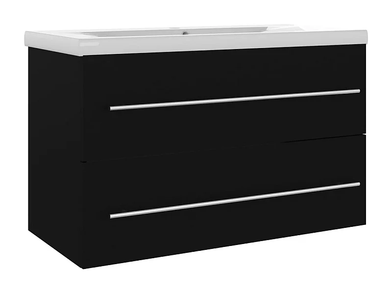 Prolenta Premium -  Armoire d'évier avec lavabo intégré Noir Aggloméré