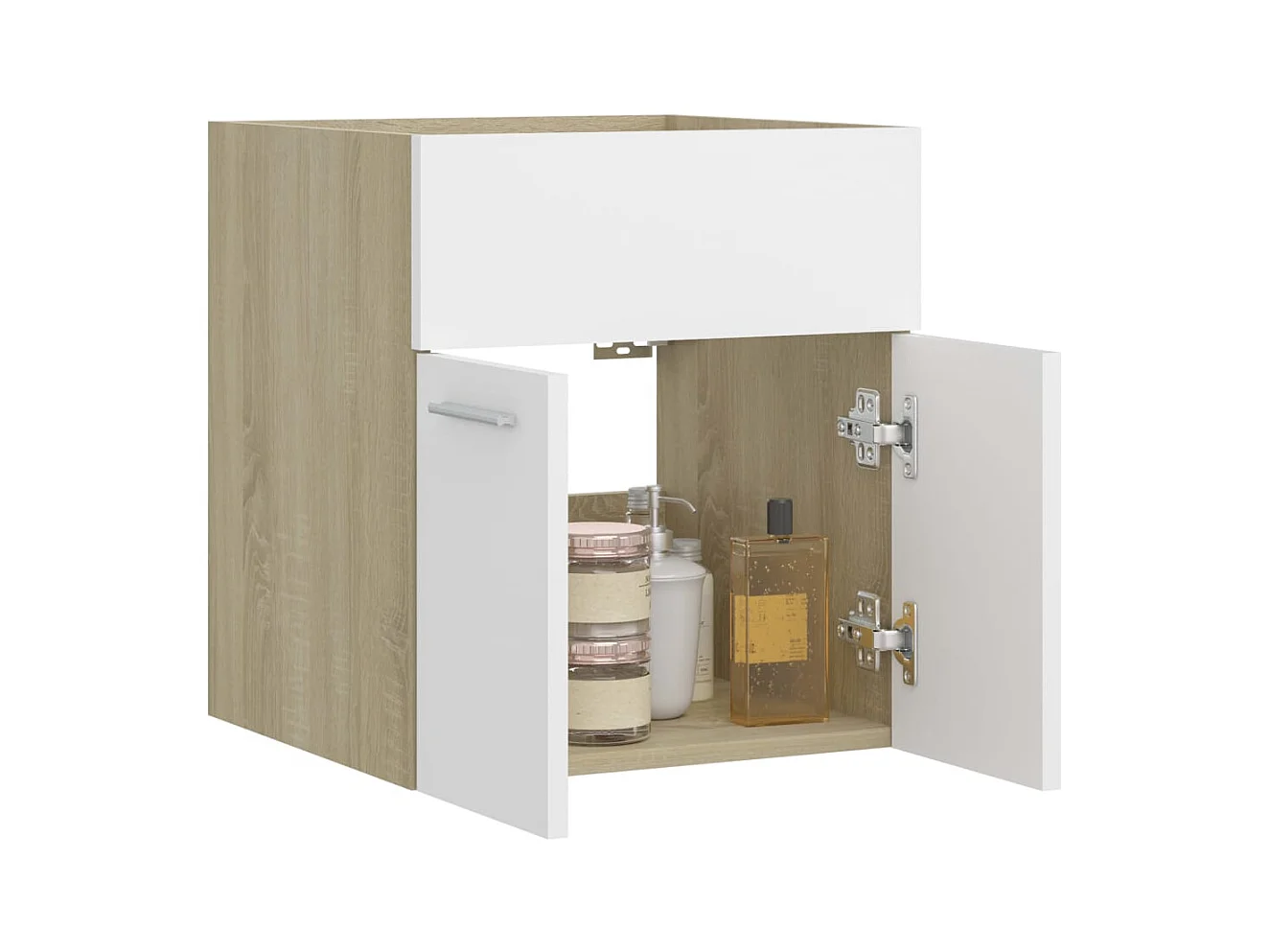 Prolenta Premium -  Armoire d'évier Blanc et chêne sonoma Bois d’ingénierie