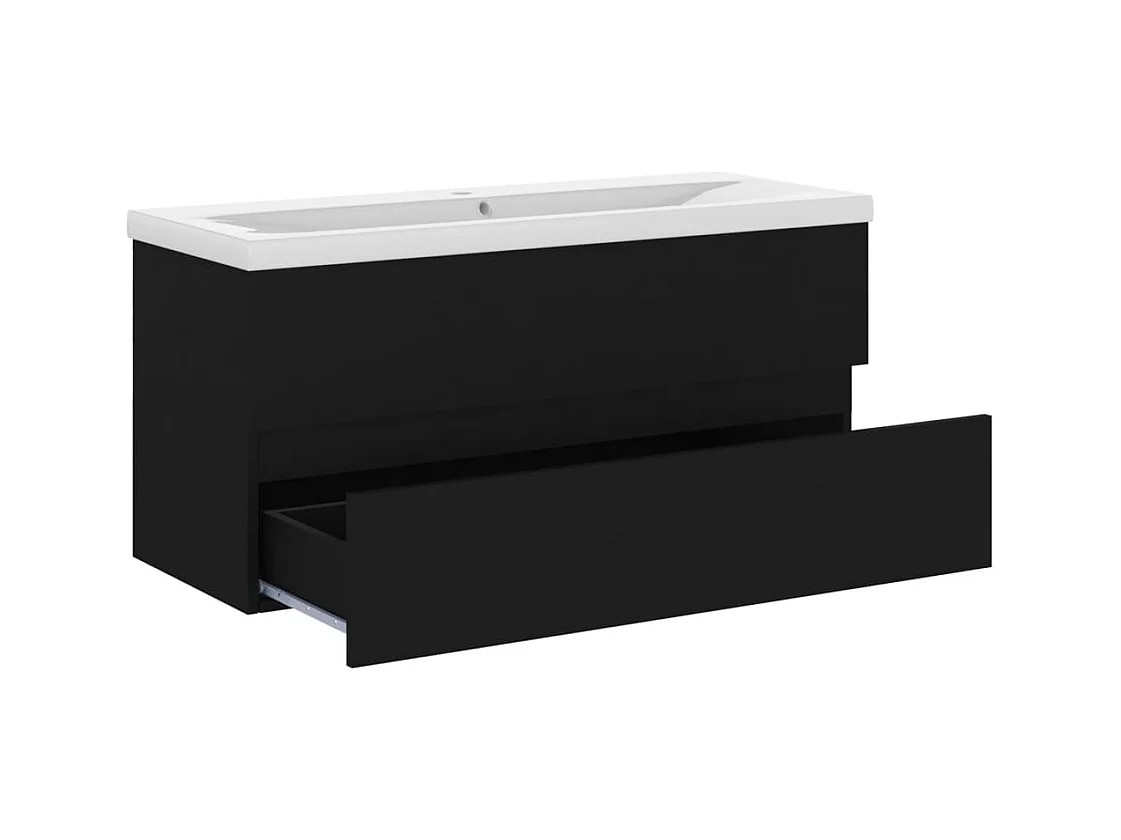 Prolenta Premium -  Armoire d'évier avec lavabo intégré Noir Aggloméré