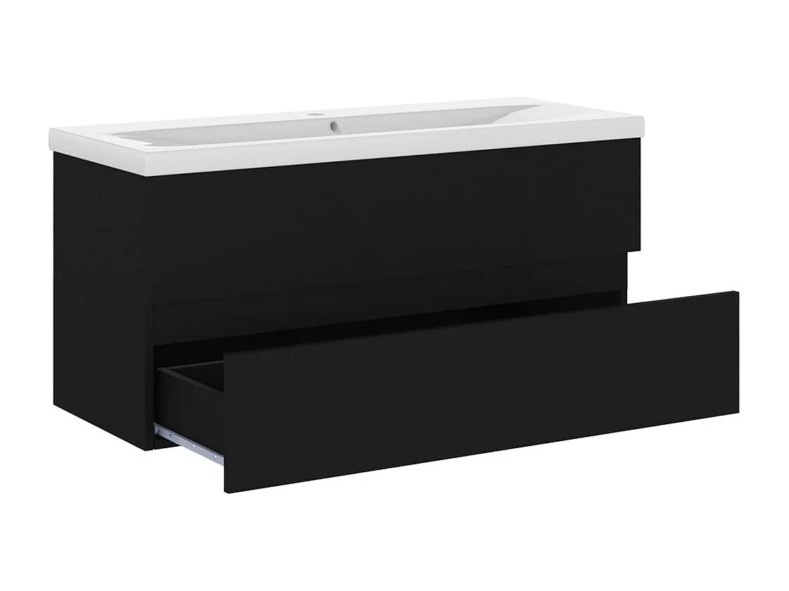 Prolenta Premium -  Armoire d'évier avec lavabo intégré Noir Aggloméré