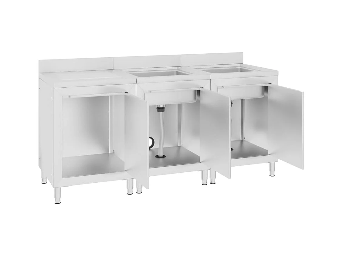Prolenta Premium -  Évier de cuisine commercial 180x60x96 cm Acier inoxydable