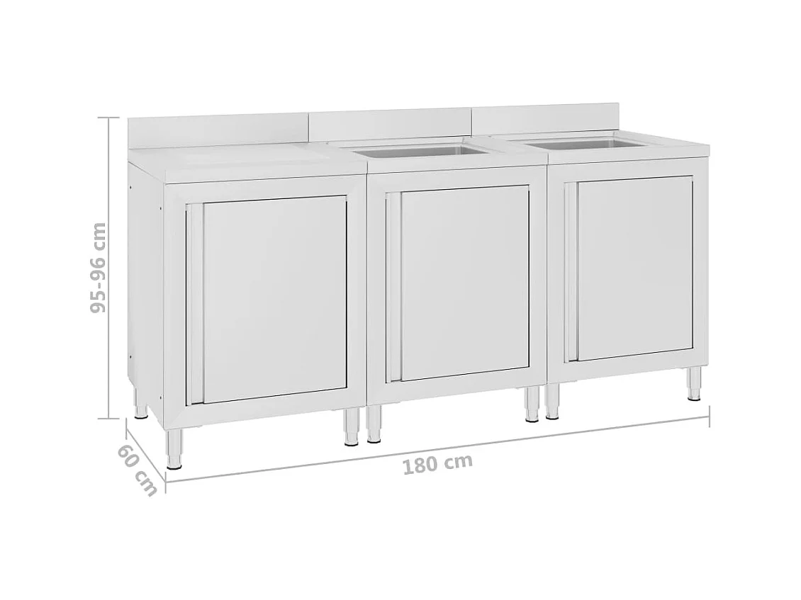 Prolenta Premium -  Évier de cuisine commercial 180x60x96 cm Acier inoxydable