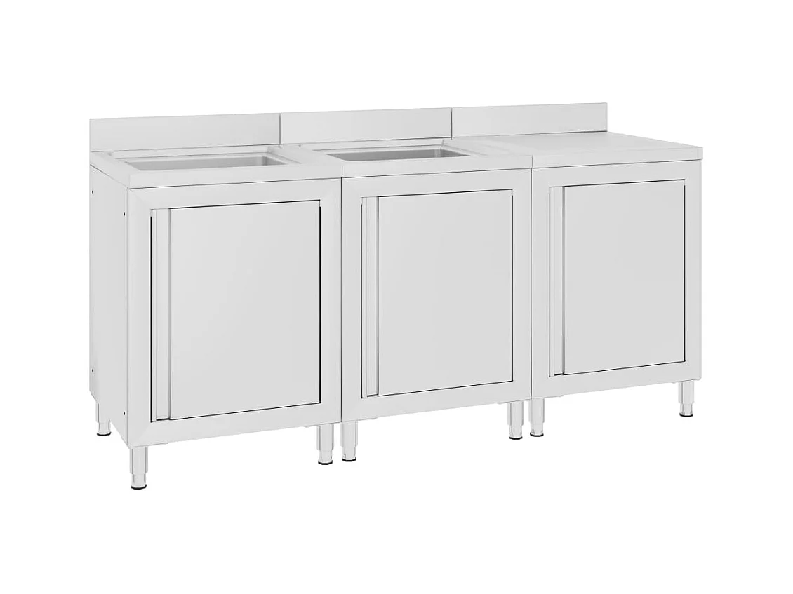 Prolenta Premium -  Fregadero de cocina profesional acero inoxidable 180x60x96 cm