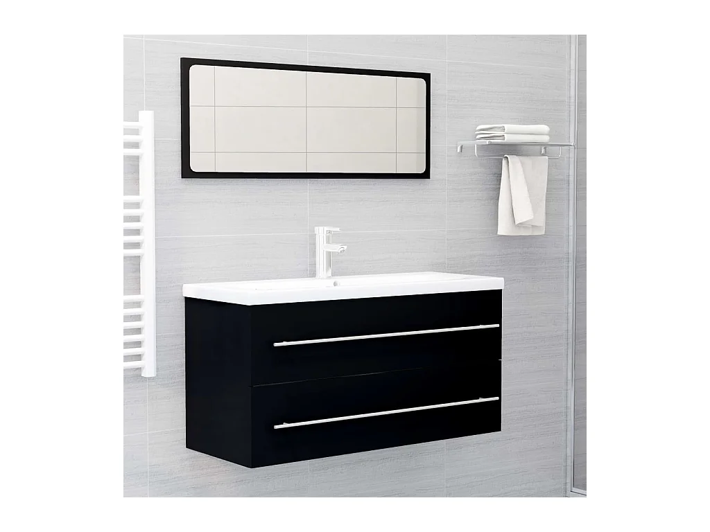 Prolenta Premium -  Mobile Lavabo Nero 100x38,5x48 cm in Legno Multistrato