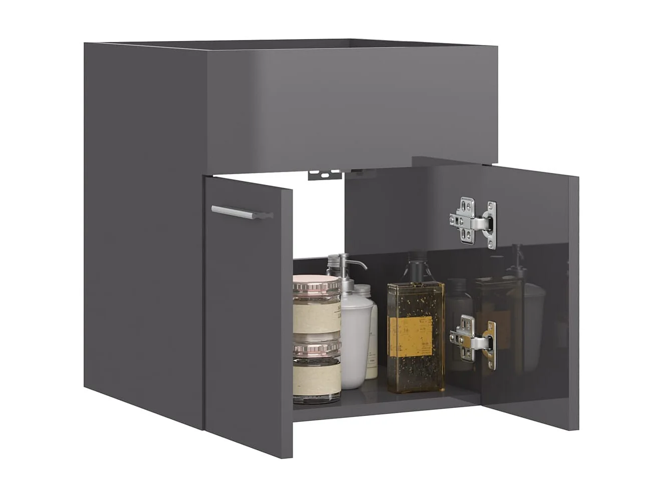 Prolenta Premium -  Mobile Sottolavabo Grigio Lucido 41x38,5x46cm Legno Multistrato