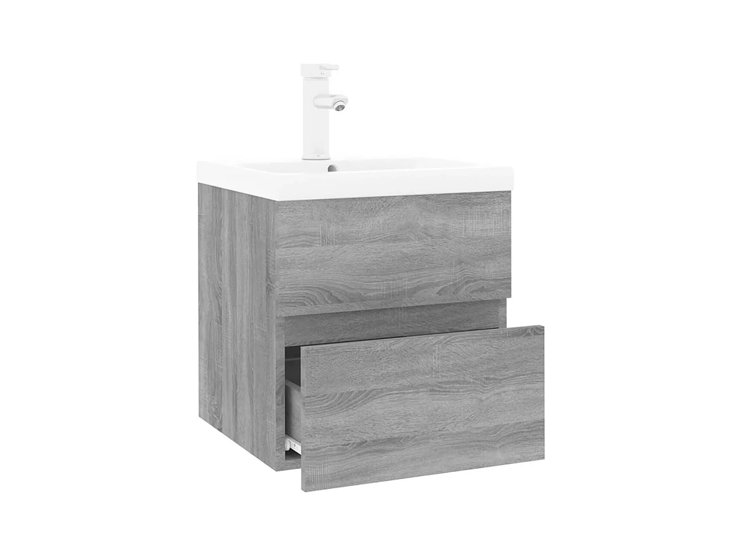 Prolenta Premium -  Meuble lavabo avec bassin intégré Sonoma gris Bois d'ingénierie