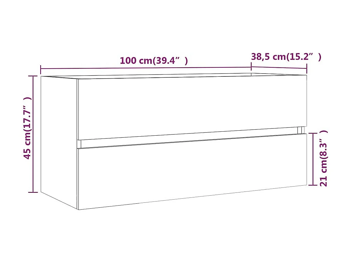 Prolenta Premium -  Waschbeckenunterschrank Eiche-Optik 100x38,5x45cm Holzwerkstoff