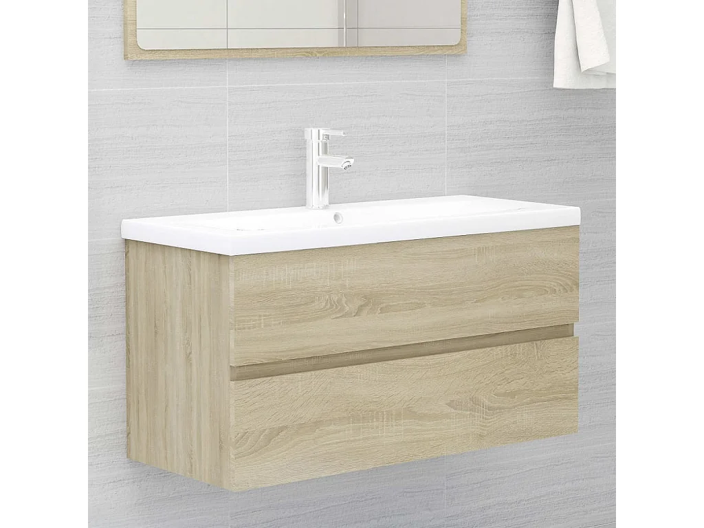 Prolenta Premium -  Armoire d'évier Chêne sonoma 90x38,5x45 cm Bois d'ingénierie