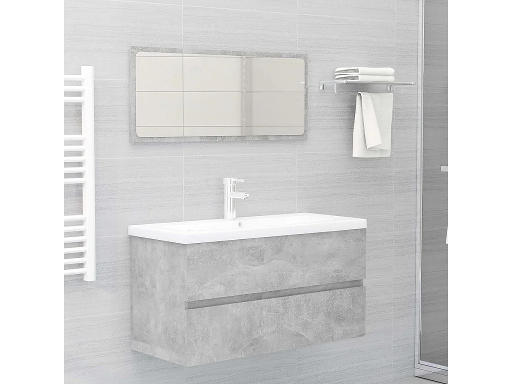 Prolenta Premium -  Waschbeckenunterschrank Betongrau 90x38,5x45 cm Holzwerkstoff