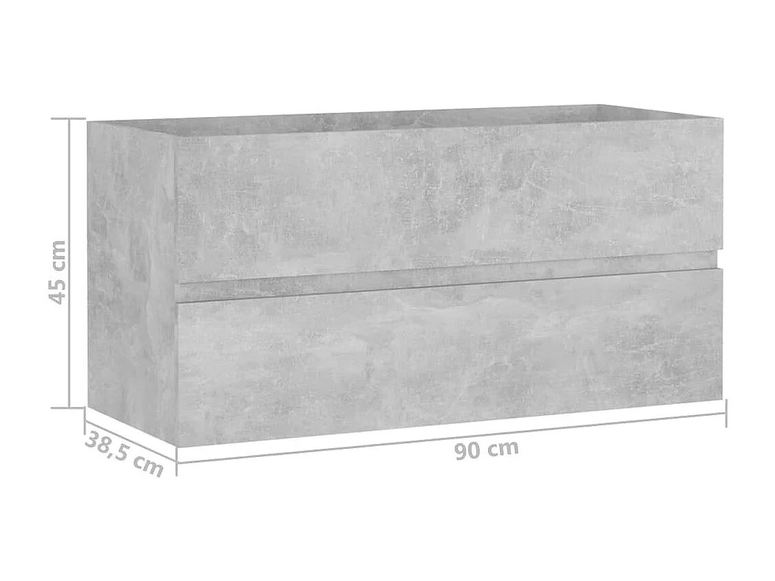 Prolenta Premium -  Waschbeckenunterschrank Betongrau 90x38,5x45 cm Holzwerkstoff