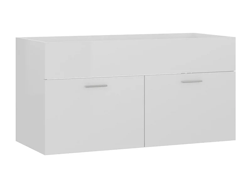 Prolenta Premium -  Armoire d'évier Blanc brillant 90x38,5x46 cm Bois d’ingénierie