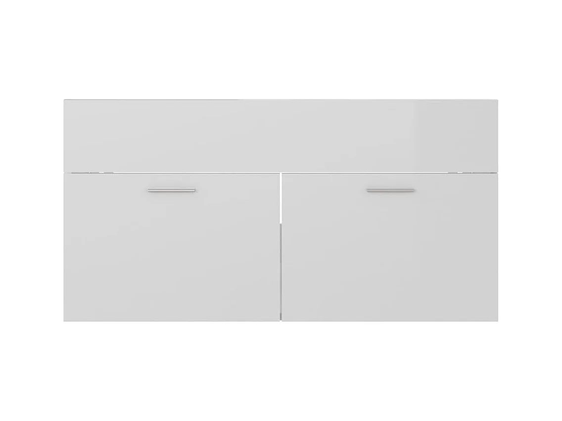 Prolenta Premium -  Armoire d'évier Blanc brillant 90x38,5x46 cm Bois d’ingénierie