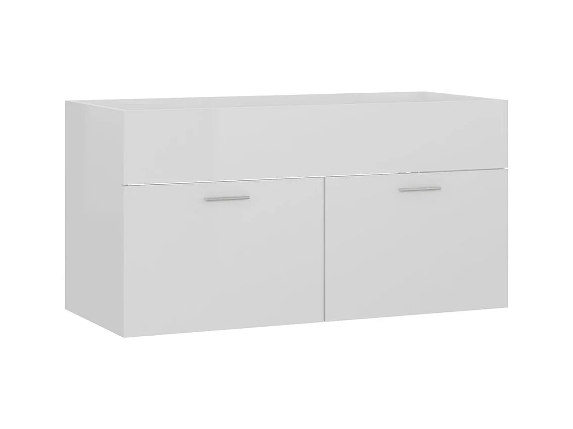 Prolenta Premium -  Armario para lavabo contrachapada blanco brillo 90x38,5x46 cm