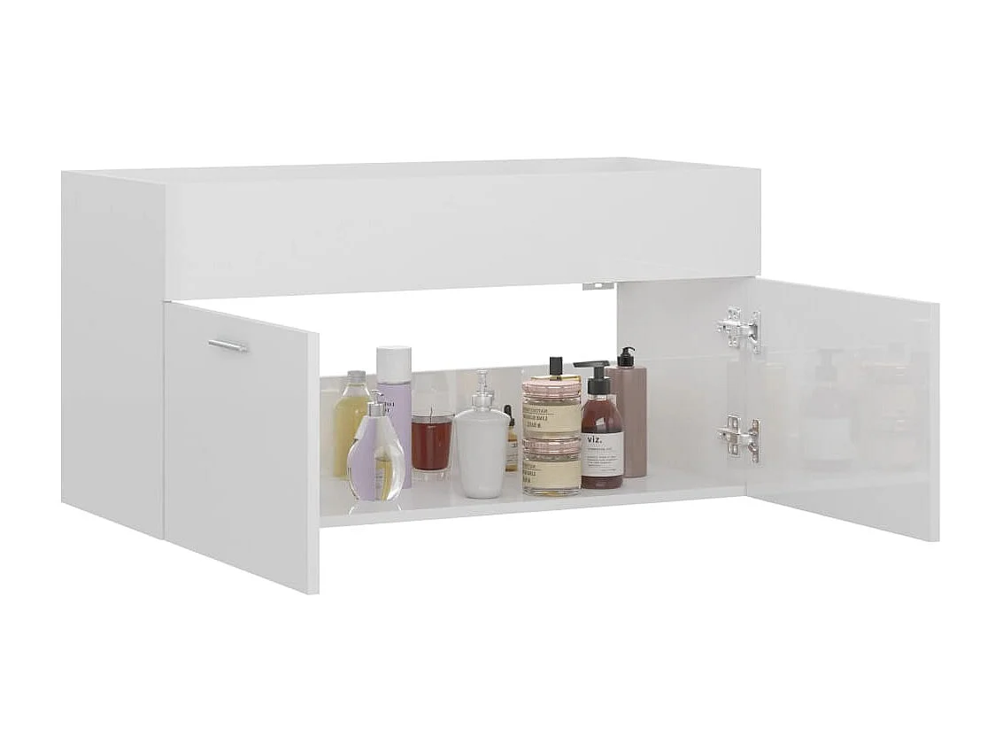 Prolenta Premium -  Mobile Lavabo Bianco Lucido 90x38,5x46 cm in Legno Multistrato