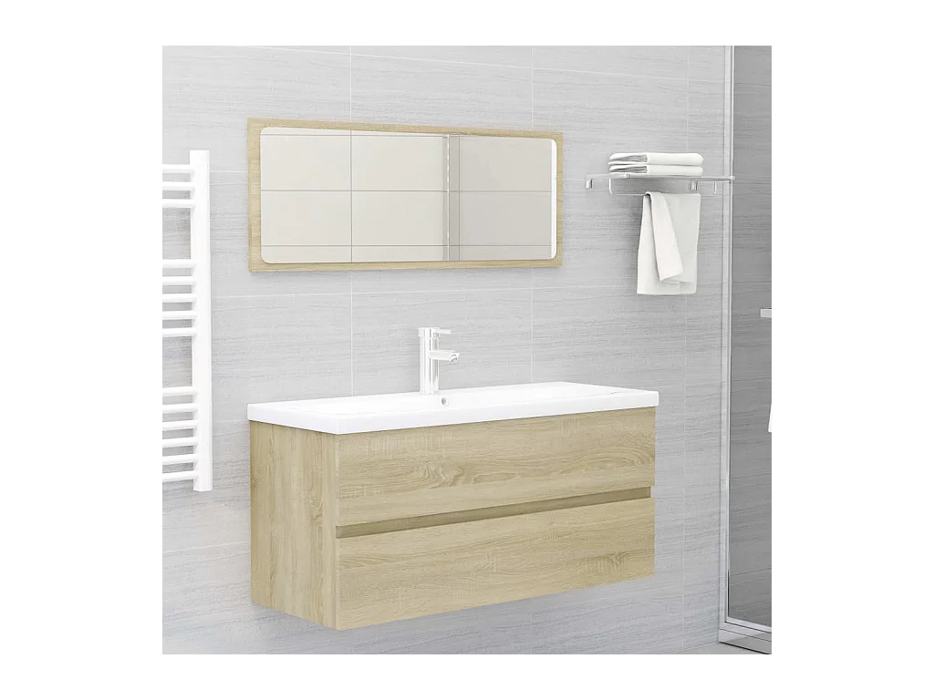 Prolenta Premium -  Waschbeckenunterschrank Sonoma-Eiche 100x38,5x45 cm