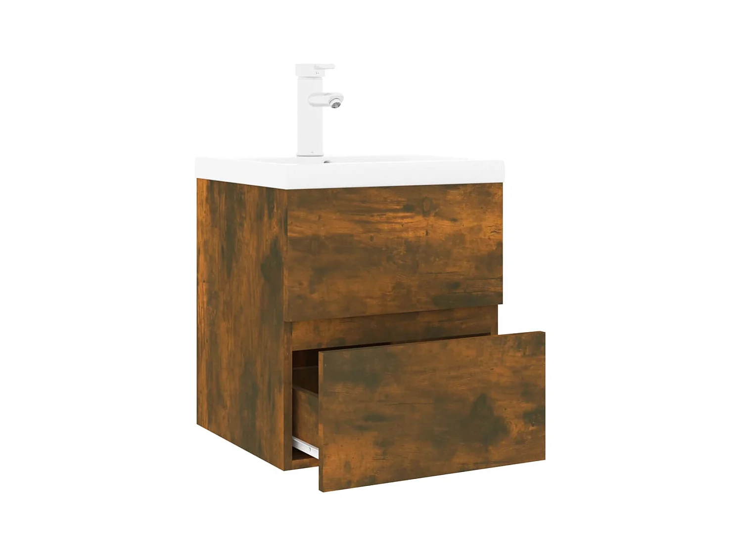 Prolenta Premium -  Wastafelkast met ingebouwde wasbak bewerkt hout gerookt eiken