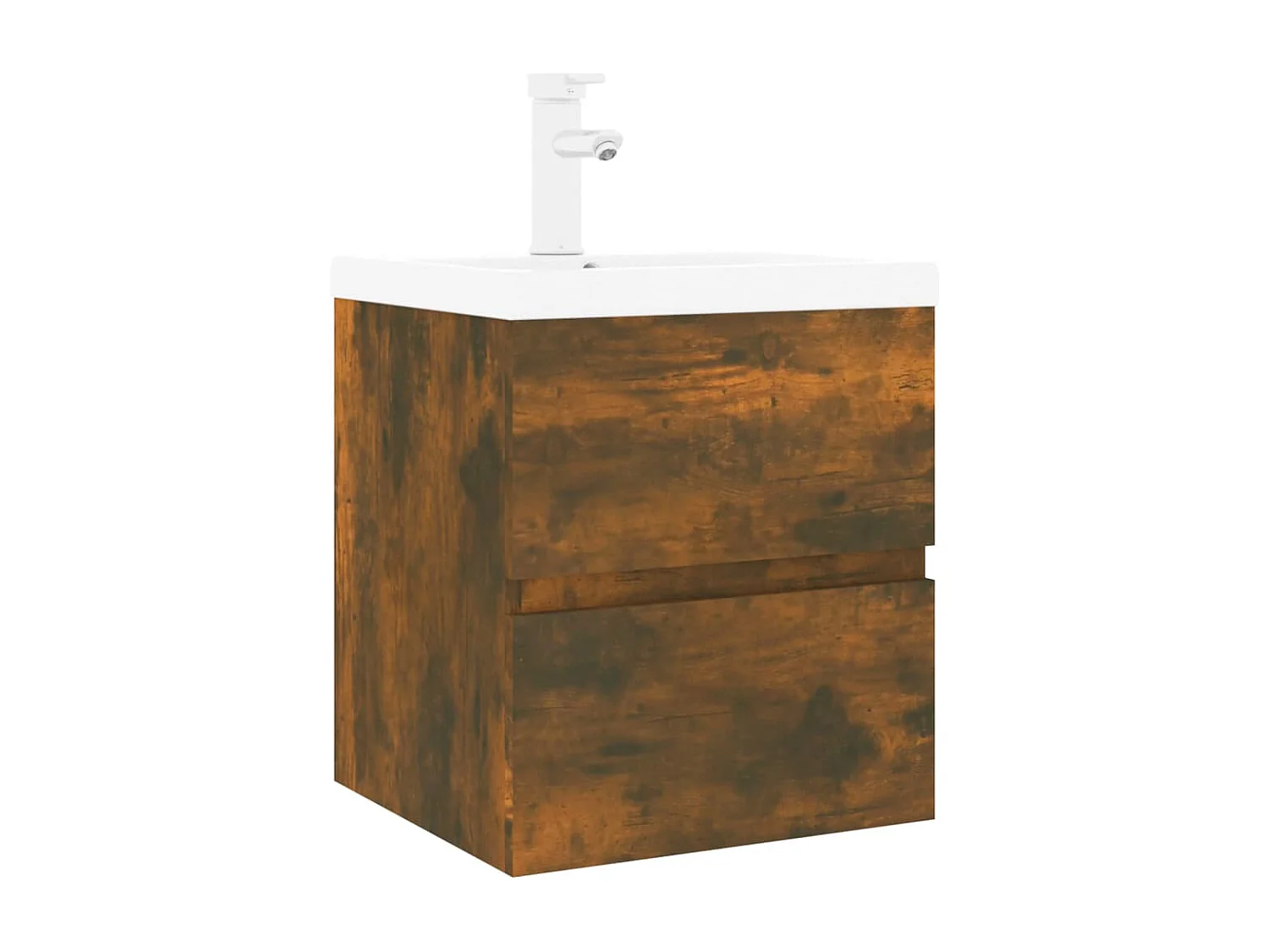 Prolenta Premium -  Meuble lavabo avec bassin intégré Chêne fumé Bois d'ingénierie