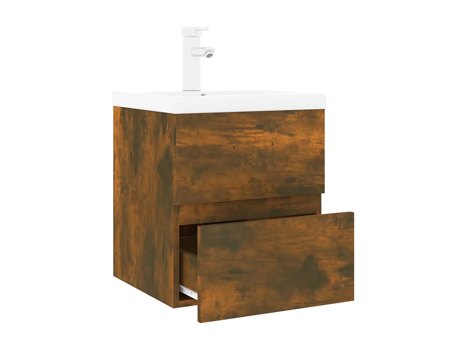 Prolenta Premium -  Meuble lavabo avec bassin intégré Chêne fumé Bois d'ingénierie