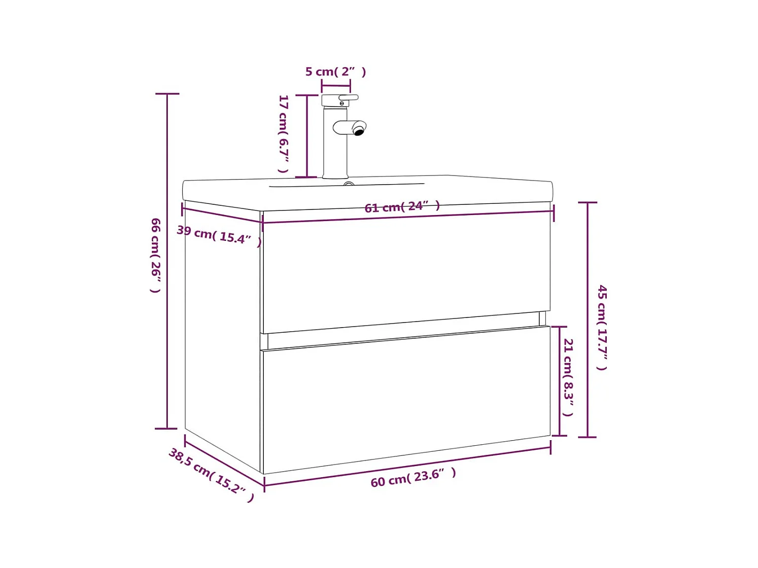 Prolenta Premium -  Meuble lavabo avec bassin intégré Sonoma gris Bois d'ingénierie