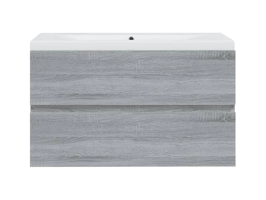 Prolenta Premium -  Meuble lavabo avec bassin intégré Sonoma gris Bois d'ingénierie