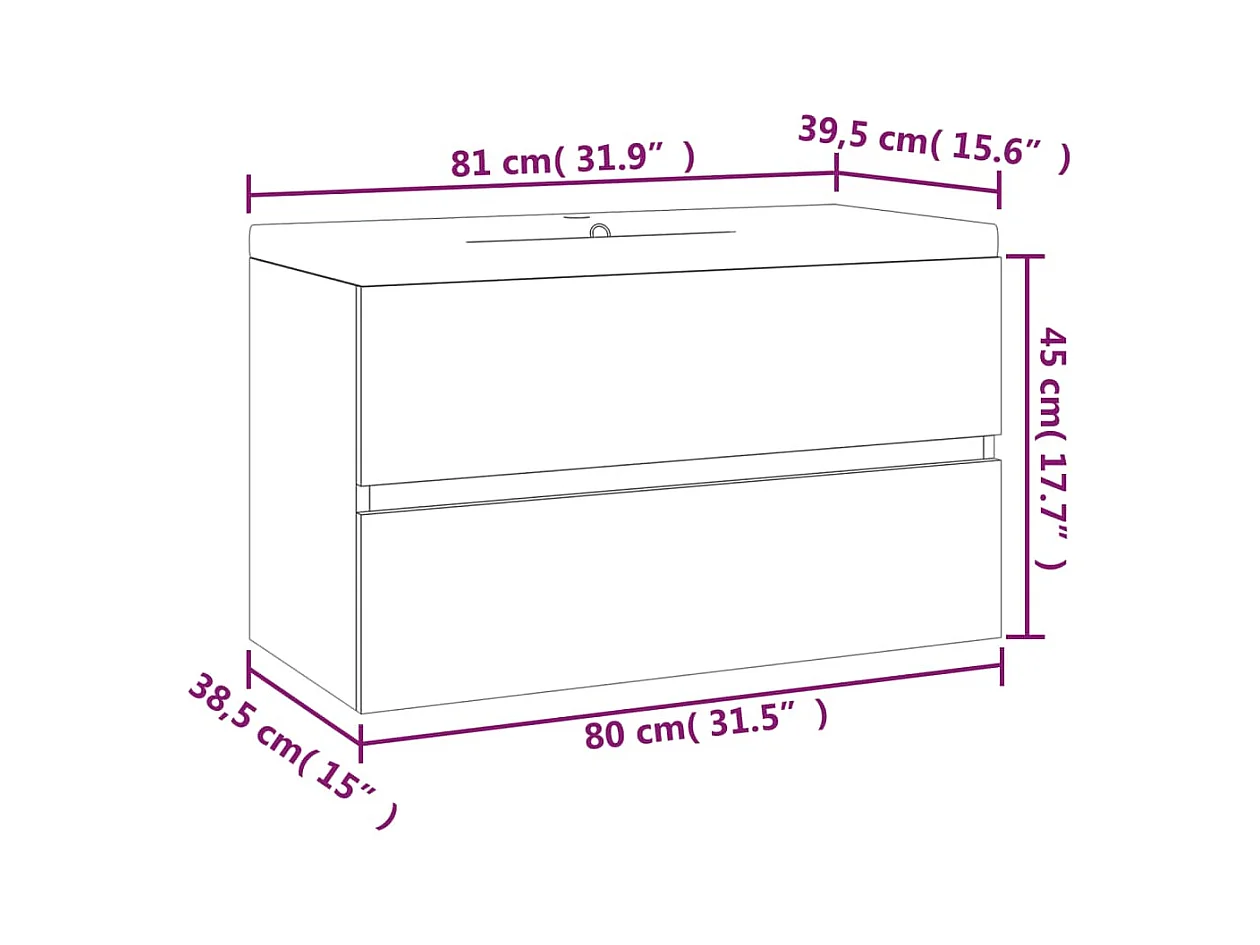 Prolenta Premium -  Meuble lavabo avec bassin intégré Sonoma gris Bois d'ingénierie
