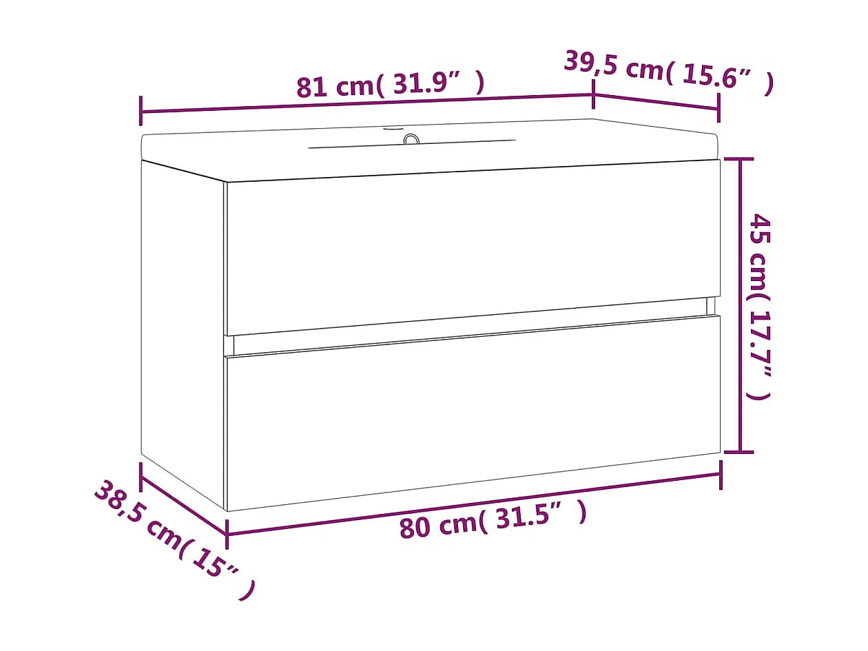 Prolenta Premium -  Mueble de baño con lavabo madera contrachapada gris Sonoma
