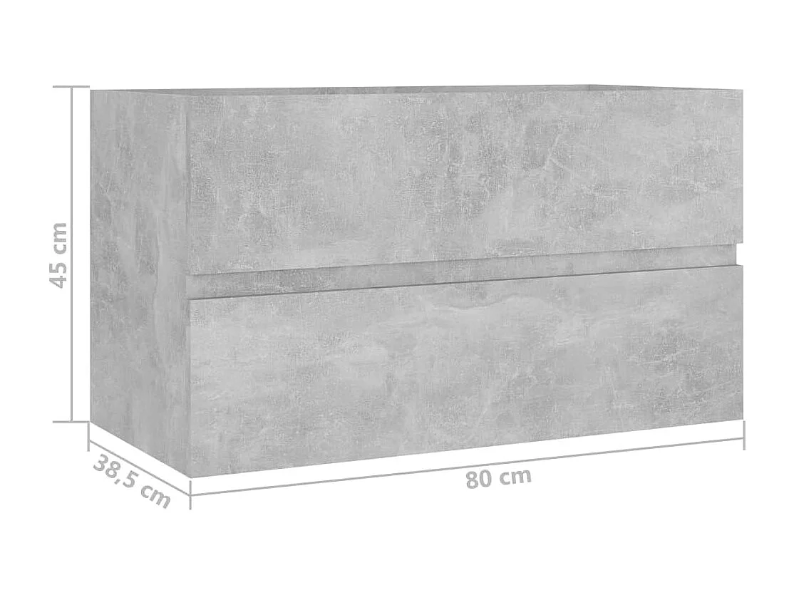 Prolenta Premium -  Waschbeckenunterschrank Betongrau 80x38,5x45 cm Holzwerkstoff
