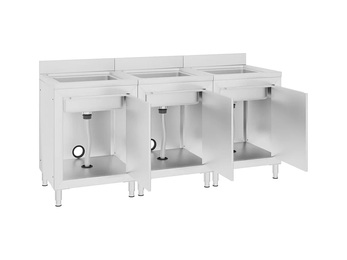 Prolenta Premium -  Éviers de cuisine commerciaux 3 pcs Acier inoxydable