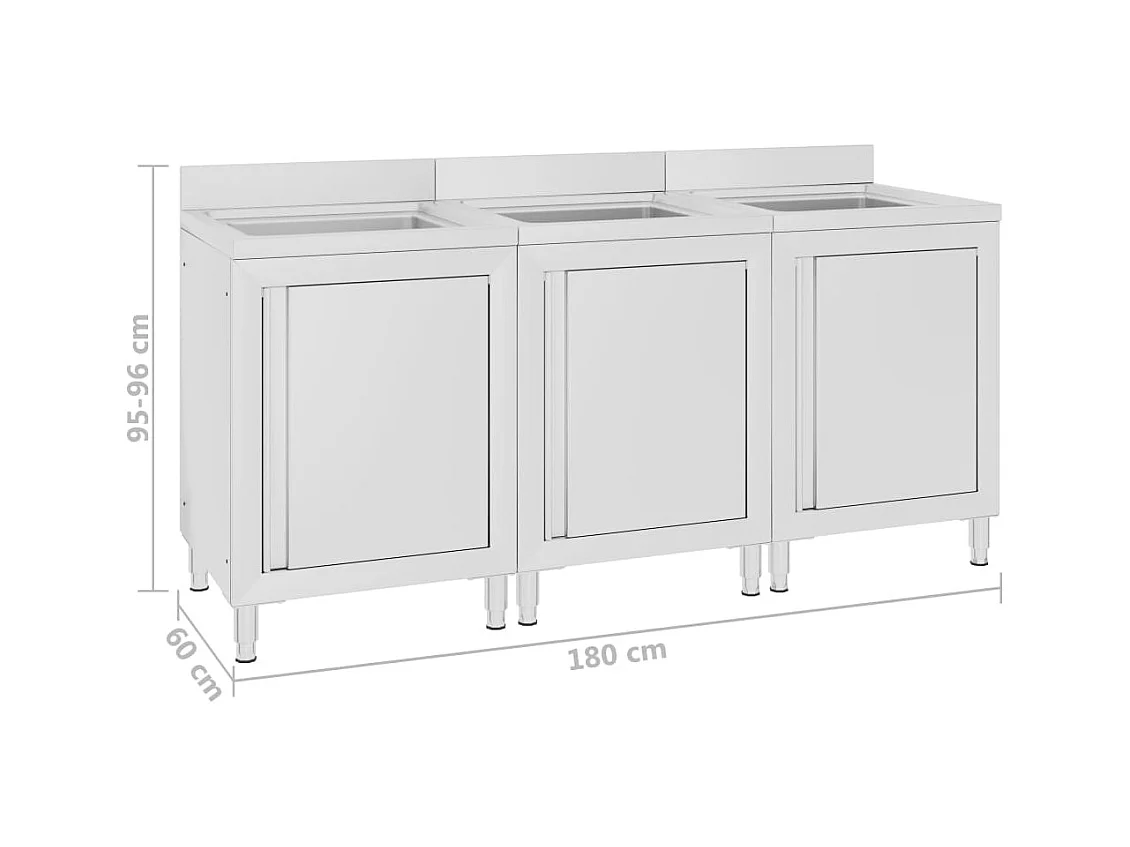 Prolenta Premium -  Éviers de cuisine commerciaux 3 pcs Acier inoxydable