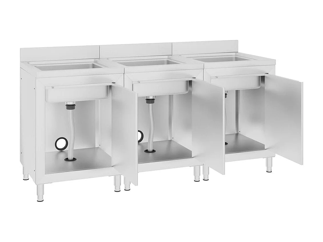 Prolenta Premium -  Mobiletti da Cucina con Lavandino 3 pz in Acciaio Inox