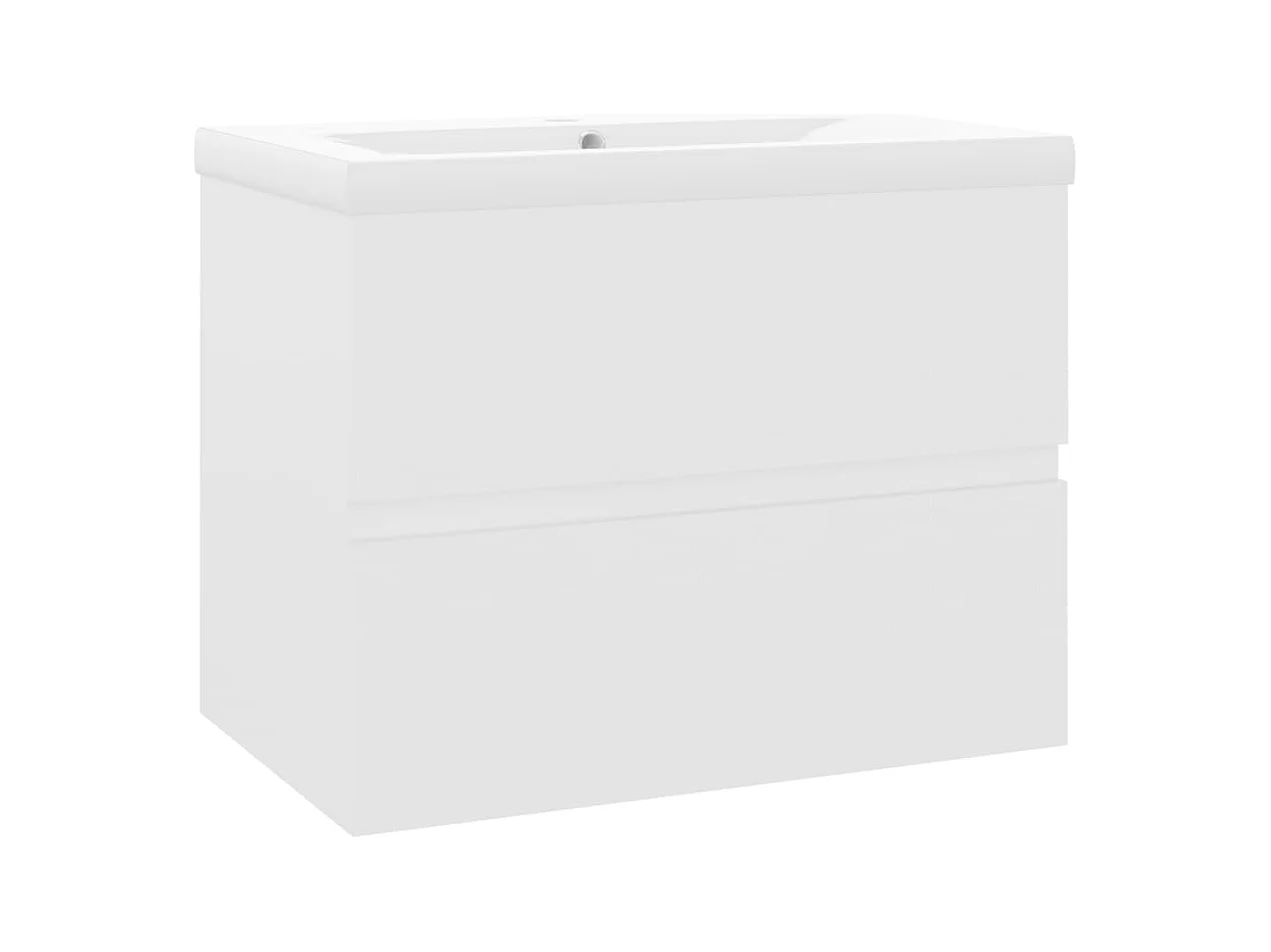 Prolenta Premium -  Waschbeckenunterschrank mit Einbaubecken Weiß Holzwerkstoff